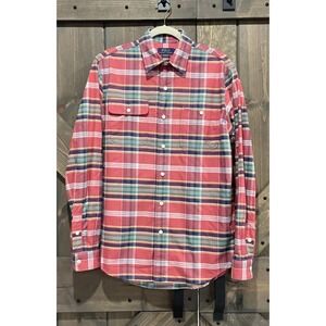 Polo Ralph Lauren Shirt Red Plaid Flannel Classic‎ Fit Button Down Men's M